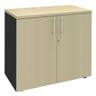 Armoire basse EXPRIM/LOFTER/LEVEL - H72 x L80 x P47 - 2 portes - Corps Anthracite - Dessus et portes imitation Erable