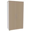 Armoire haute INEO/LEVEL/STEELY/WOODY - L80 x H180 x P47 - 2 portes - Corps blanc - Portes et dessus imitation Chêne clair