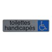 3130630671640-Exacompta - Plaque de signalisation Toilettes handicapés - 165 x 44 mm - aluminium brossé-Avant-0