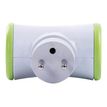 3760110685586-WATT & CO - Multiprise biplite rotative - blanc/vert-Avant-0