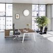 3253310300736-Bureau STEELY Manager - L180 x P100 x H72,5 cm - pieds blanc - plateau imitation noyer--1