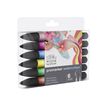 884955073933-ProMarker Watercolour - 6 Marqueurs double pointe - tons floraux-Angle gauche-2