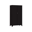 3219099259801-Armoire démontable à portes battantes avec pieds - 168x80 cm - noir vernis-Avant-0