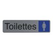 3130630671633-Exacompta - Plaque de signalisation Toilettes dames - 165 x 44 mm - aluminium brossé-Avant-0