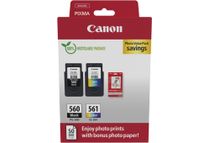 Canon PG-560/CL-561 Photo Value Pack - 2 - zwart, kleur (cyaan, magenta, geel) - origineel - glanzend - inktcartridge / papierset