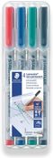 STAEDTLER Lumocolor 311 - Marker - niet permanent - zwart, rood, blauw, groen - 0.4 mm - superfijn - pak van 4