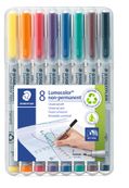 STAEDTLER Lumocolor - Pen met vezelpunt - niet permanent - verschillende kleuren - 0.6 mm - fijn - pak van 8