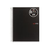 Miquelrius The Original - Notitieboek - met spiraal gebonden - A4 - 200 vellen / 400 pagina's - van ruiten voorzien - 4 gaten - zwart - polypropyleen (PP)