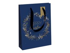 Clairefontaine - Sac cadeau - 26,5 cm x 14 cm x 33 cm - nuit étoilée bleu/or