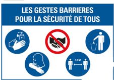 PICKUP teken - barrier actions for everyone's safety - les gestes Barrieres pour la sécurité de tou - 330 x 230 mm - polystyreen