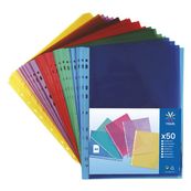Viquel - 50 Pochettes perforées - A4 - 7/100 - couleurs assorties