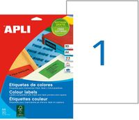 Apli Agipa - 20 Étiquettes jaunes - adhésif permanent - A4 (210 x 297 mm) - coins droits - réf 1599