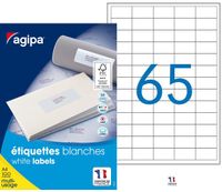 Apli Agipa - 6500 Étiquettes adhésives blanches multi-usages - 38 x 21,2 mm - coins droits - réf 118990