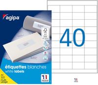 Apli Agipa - 4000 Étiquettes adhésives blanches multi-usages - 48,5 x 25,4 mm - coins droits - réf 118991