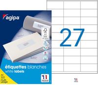 Apli Agipa - 2700 Étiquettes adhésives blanches multi-usages - 70 x 31 mm - coins droits - réf 119001