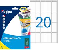 Agipa Etiquettes - Permanente kleeflaag - wit - 48.5 x 25 mm 320 etiket(ten) (16 vel(len) x 20) etiketten