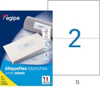 Agipa Etiquettes Coins Droits - Permanente kleeflaag - wit - 210 x 148.5 mm 200 etiket(ten) (100 vel(len) x 2) etiketten