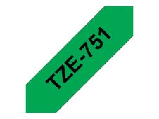 Brother TZe751 - Ruban d'étiquettes auto-adhésives - 1 rouleau (24 mm x 8 m) - fond vert écriture noire 