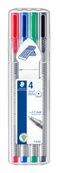 STAEDTLER triplus 334 - Fijnschrijver - zwart, rood, blauw, groen - inkt op waterbasis - 0.3 mm - superfijn - pak van 4