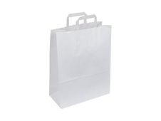 50 Sacs cadeau kraft - poignées plates - 32 cm x 17 cm x 39 cm - blanc