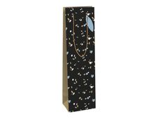 Clairefontaine Minimalist - Sac cadeau pour bouteille kraft noir - 12,7 cm x 9 cm x 35,5 cm