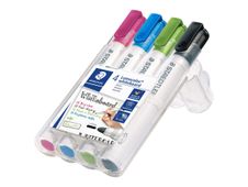 STAEDTLER Lumocolor 351 - marker - zwart, lichtblauw, roze, lichtgroen (pak van 4)