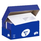 Clairefontaine Clairalfa - 250 Enveloppes DL 110 x 220 mm - 90 gr - fenêtre 35x100 mm - blanc - bande adhésive