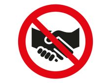 PICKUP teken - we do not shake hands with you - 100 x 100 mm - vinyl