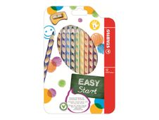 STABILO EASYcolors - kleurpotlood - zwart, geel, oranje, roze, ultramarijn, bladgroen, luchtblauw, rood violet, geel groen, lichtbruin, vleesroze, kersenrood (pak van 12)