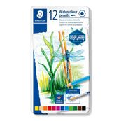 STAEDTLER - kleurpotlood - rood, blauw, groen, geel, oranje, lichtblauw, perzik, rood violet, wilgengroen, bordeaux, van dyke bruin, zwart (pak van 12)
