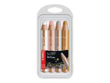 STABILO woody 3 in 1 metallic - kleurpotlood - zilver, wit, goud, abrikoos (pak van 4)