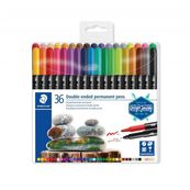 STAEDTLER Design Journey 3187 - Marqueur double pointe - permanent - couleurs fluo assorties - 3 mm / 0.5 mm - fin / ultra fin (pack de 36)