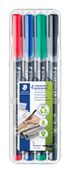 STAEDTLER Lumocolor 313 - Marker - permanent - zwart, rood, blauw, groen - 0.4 mm - superfijn - pak van 4