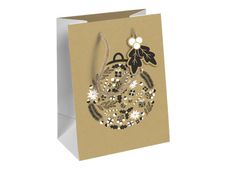 Clairefontaine - Sac cadeau kraft - holly noir et or - 21,5 cm x 10,2 cm x 25,3 cm