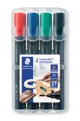 STAEDTLER Lumocolor 352 - Marker - permanent - zwart, rood, blauw, groen - 2 mm - pak van 4