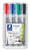 STAEDTLER Lumocolor - Marker - voor flipover - zwart, rood, blauw, groen - inkt op waterbasis - 2 mm - pak van 4