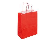 50 Sacs cadeau kraft - poignées torsadées - 35 cm x 14 cm x 40 cm - rouge