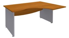 Bureau compact à droite DUAL - L180 cm - Pieds alu - plateau imitation Merisier (Pieds de renfort ou caisson bout de bureau obligatoire à rajouter - non inclus)