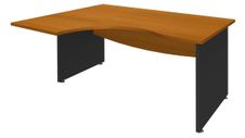 Bureau compact à gauche DUAL - L180 cm - Pieds Anthracite - plateau imitation Merisier (Pieds de renfort ou caisson bout de bureau obligatoire à rajouter - non inclus)