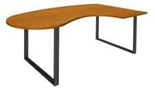 Bureau LOFTER Manager arrondi -  retour à droite - L200 cm - Plateau imitation Merisier - Pied carbone (Pieds de renfort obligatoire à rajouter - non inclus)