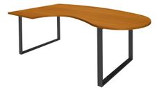 Bureau LOFTER Manager arrondi -  retour à gauche - L200 cm - Plateau imitation Merisier - Pied carbone (Pieds de renfort obligatoire à rajouter - non inclus)