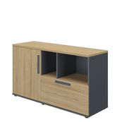 Gautier office Arcade - credenza - 1 lades - 1 deuren - antraciet, bocage oak