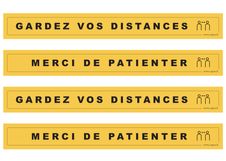 Take Care by CEP set tekens - keep your distance / thanks for waiting - gardez vos distances / merci de patiente - 680 x 80 mm - PVC - geel