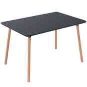 Table de restauration rectangulaire PALOMBA - L120 x P80 x H75 cm - pieds hêtre - plateau noir
