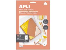 Apli Agipa - 10 Étiquettes blanches A4 - qualité photo mat - réf 18110