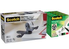 Scotch - Dévidoir Clip & Twist avec 4 rouleaux Scotch Magic 33m