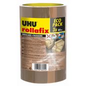 UHU - Pack de 3 rubans adhésifs d'emballage - 50 mm x 66 m - brun