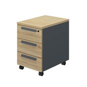 Caisson mobile ARCADE - Profondeur 60 cm - 3 tiroirs - chêne/anthracite