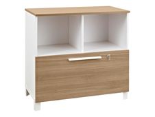 Rangement bas SUNDAY - L80 x H79 x P42 - 2 cases + 1 tiroir - façade et dessus chêne (Top bois non compris)