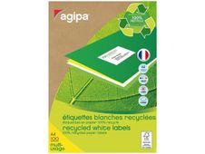 Apli Agipa - 800 Étiquettes 100% recyclées blanches multi-usages - 105 x 70 mm - coins droits - réf 101192